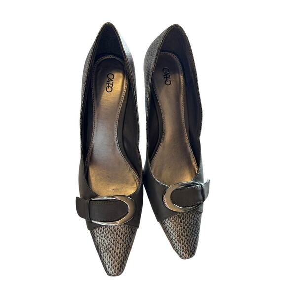 NWT Y2k 90s Vintage Cato Womens Gray Pointed Toe Pump Stiletto Heels 8 Wide - Picture 5 of 10